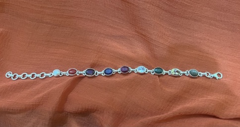 Браслет Наваграха (серебро, соединение кольцами) Браслет Наваграха (серебро, соединение кольцами)